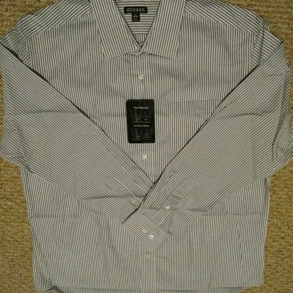 NEW MEN'S BUTTON DOWN STRIPPED DRESS SHIRT